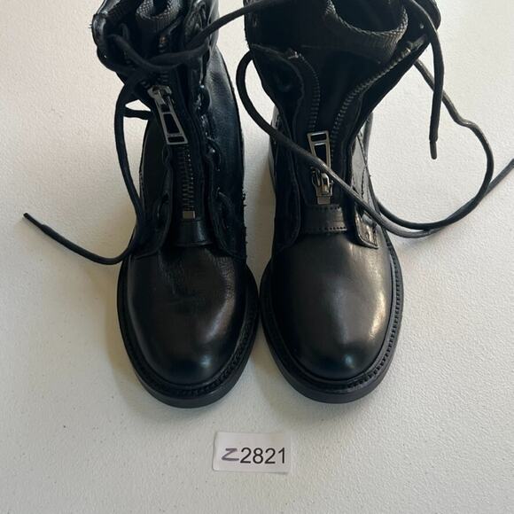 Belstaff Boots Women's Size 6.5 37 Pettra Boot In Black Leather Combat - Picture 16 of 16